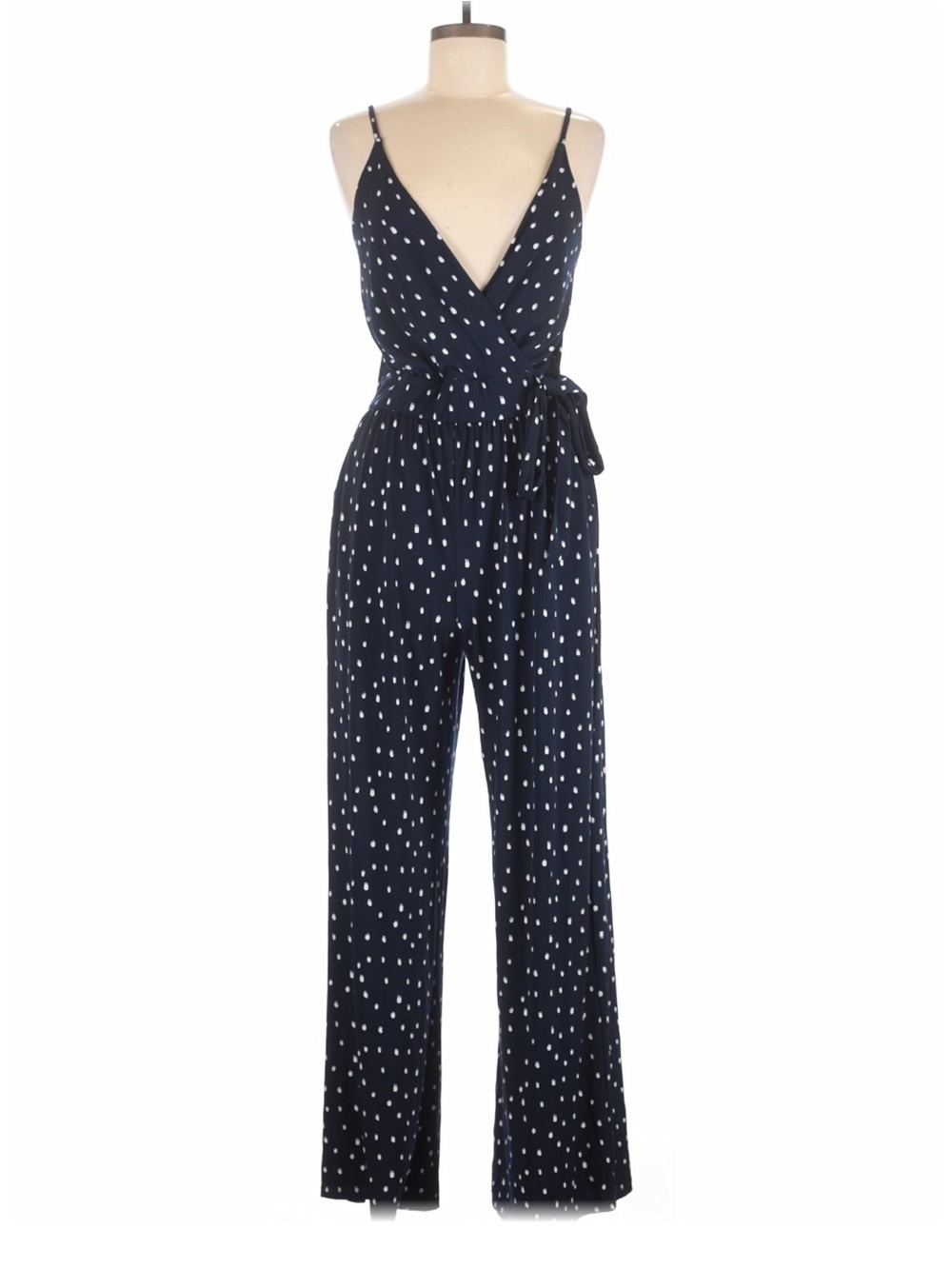 Kaileigh Navy Blue & White
Printed Spaghetti Strap
Jumpsuit